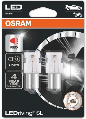Osram LED Pære Rød P21W (2 stk)